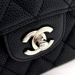 Pre Owned Chanel Black Caviar Leather Classic Medium Handbag