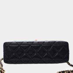 Pre Owned Chanel Black Nano Quilted Lambskin Kelly Shopper Bag