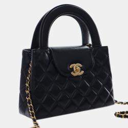 Pre Owned Chanel Black Nano Quilted Lambskin Kelly Shopper Bag