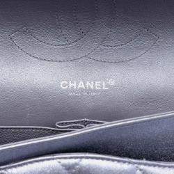 Pre Owned Chanel Purple Jumbo Classic Metallic Lambskin Double Flap