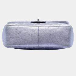 Pre Owned Chanel Purple Jumbo Classic Metallic Lambskin Double Flap