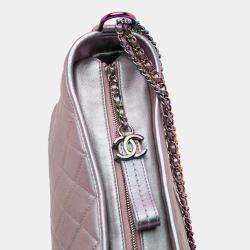 Pre Owned Chanel Purple Medium Iridescent Calfskin Gabrielle Crossbody