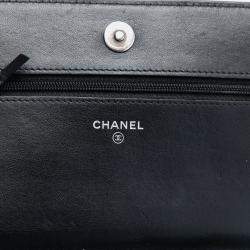 Pre Owned Chanel Black Quilted Caviar Boy Wallet on Chain