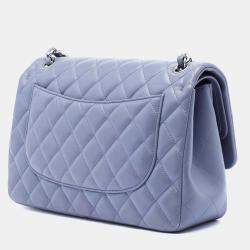 Pre Owned Chanel Purple Jumbo Classic Lambskin Double Flap