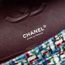 Pre Owned Chanel Red Medium Classic Tweed Double Flap