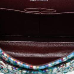 Pre Owned Chanel Red Medium Classic Tweed Double Flap