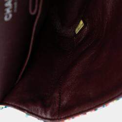 Pre Owned Chanel Red Medium Classic Tweed Double Flap