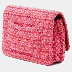 Pre Owned Chanel Pink Quilted Tweed Reissue 2.55 Wallet On Chain
