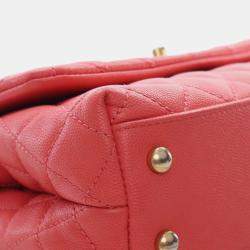 Pre Owned Chanel Pink Mini Caviar Coco Top Handle Bag