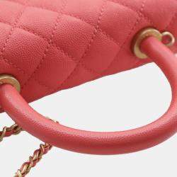 Pre Owned Chanel Pink Mini Caviar Coco Top Handle Bag