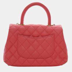 Pre Owned Chanel Pink Mini Caviar Coco Top Handle Bag