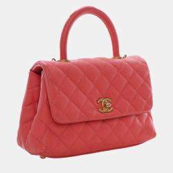 Pre Owned Chanel Pink Mini Caviar Coco Top Handle Bag