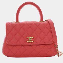 Pre Owned Chanel Pink Mini Caviar Coco Top Handle Bag