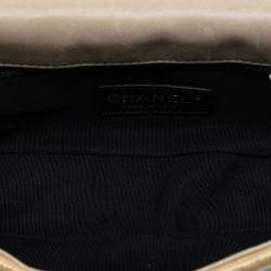 Pre Owned Chanel Brown CC Patent Woven Stitch Full Flap