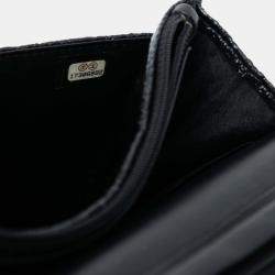 Pre Owned Chanel Black CC Quilted Crinkled Patent Wallet On Chain