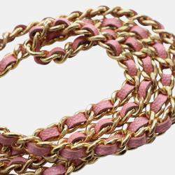 Pre Owned Chanel Pink Mini CC Quilted Caviar Top Handle Clutch with Chain