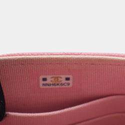 Pre Owned Chanel Pink Mini CC Quilted Caviar Top Handle Clutch with Chain