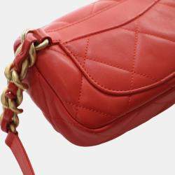 Pre Owned Chanel Red Lambskin 19 Belt Bag