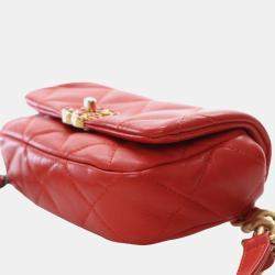 Pre Owned Chanel Red Lambskin 19 Belt Bag