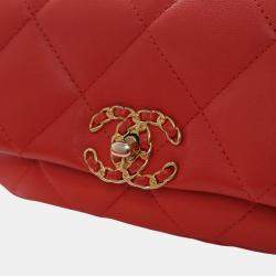 Pre Owned Chanel Red Lambskin 19 Belt Bag