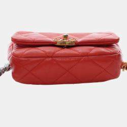 Pre Owned Chanel Red Lambskin 19 Belt Bag