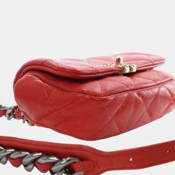 Pre Owned Chanel Red Lambskin 19 Belt Bag