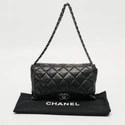 Pre Owned Chanel Accordion Flap Black Quilted Leather Bag