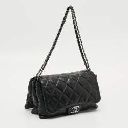 Pre Owned Chanel Accordion Flap Black Quilted Leather Bag