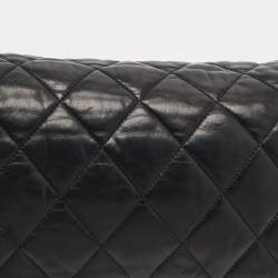 Pre Owned Chanel Accordion Flap Black Quilted Leather Bag