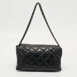 Pre Owned Chanel Accordion Flap Black Quilted Leather Bag