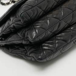Pre Owned Chanel Accordion Flap Black Quilted Leather Bag