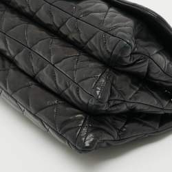 Pre Owned Chanel Accordion Flap Black Quilted Leather Bag