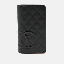 Pre Owned Chanel Cambon Ligne Black Quilted Leather Bifold Wallet