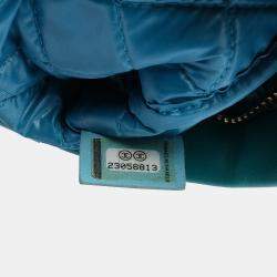 Pre Owned Chanel Blue Orange Medium Lambskin Colorblock Patchwork O Case