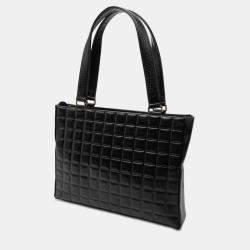 Pre Owned Chanel Black CC Chocolate Bar Lambskin Tote