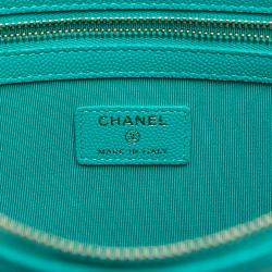 Pre Owned Chanel Blue Large Quilted Caviar O Case Clutch