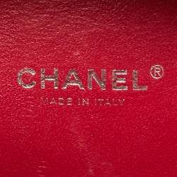 Pre Owned Chanel CC Filigree Striped Vanity Case Small Black/White Quilted Caviar Leather Bag