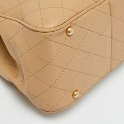 Pre Owned Chanel Egyptian Amulet Beige Quilted Leather Drawstring Bucket Bag