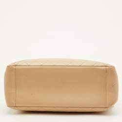 Pre Owned Chanel GST Beige Quilted Caviar Leather Grand Shopping Tote