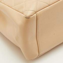 Pre Owned Chanel GST Beige Quilted Caviar Leather Grand Shopping Tote