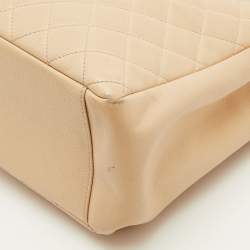 Pre Owned Chanel GST Beige Quilted Caviar Leather Grand Shopping Tote