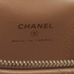 Pre Owned Chanel Vanity Case Mini Beige Quilted Leather Shoulder Bag