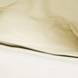 Pre Owned Chanel Classic Single Flap Jumbo White Quilted Caviar Leather Flap Bag