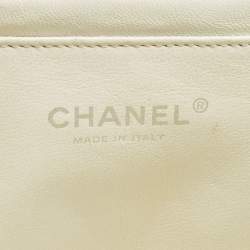 Pre Owned Chanel Classic Single Flap Jumbo White Quilted Caviar Leather Flap Bag