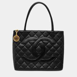 Pre Owned Chanel Black Caviar Medallion Tote