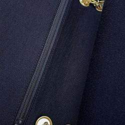 Pre Owned Chanel Blue Medium Classic Jersey Double Flap