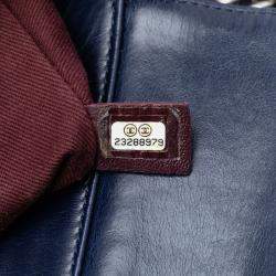 Pre Owned Chanel Blue Medium Quilted Glazed Calfskin Perfect Edge Flap