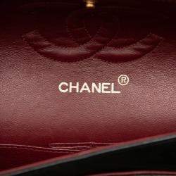 Pre Owned Chanel Black Medium Classic Lambskin Double Flap