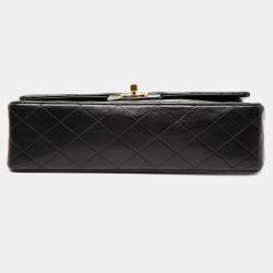 Pre Owned Chanel Black Medium Classic Lambskin Double Flap