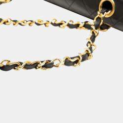 Pre Owned Chanel Black Medium Classic Lambskin Double Flap